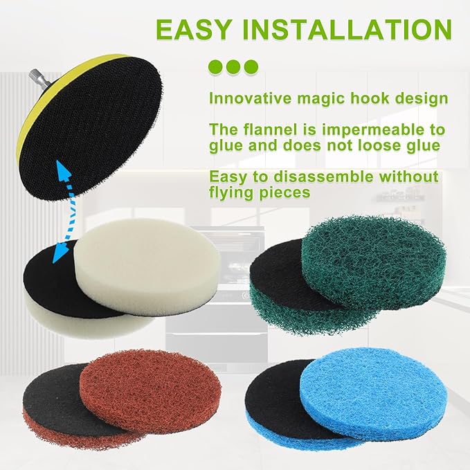 16pcs Electric Cleaning Brush Pad Set 4 Foam Pads 4 Kitchen Mats 4 Heavy Duty Pads 4 Microfibre Pads fit for Bosch Home/Garden 6033 Battery Cleaning Brush