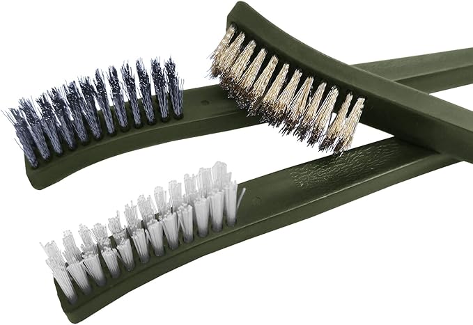 Wire Brush Set for Car Detailing - 9 PCS Cleaning Kit with 3 Brass, 3 Steel, 3 Nylon Brushes