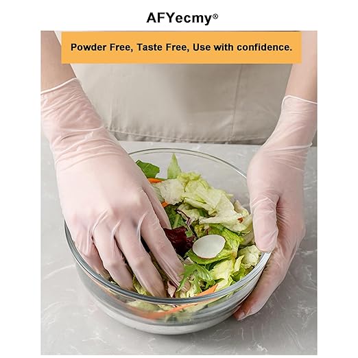 Clear Vinyl Gloves, Powder-Free & Latex-Free, Disposable Clear Gloves, Cleaning Gloves,5 Mil, 1000 Count, Large
