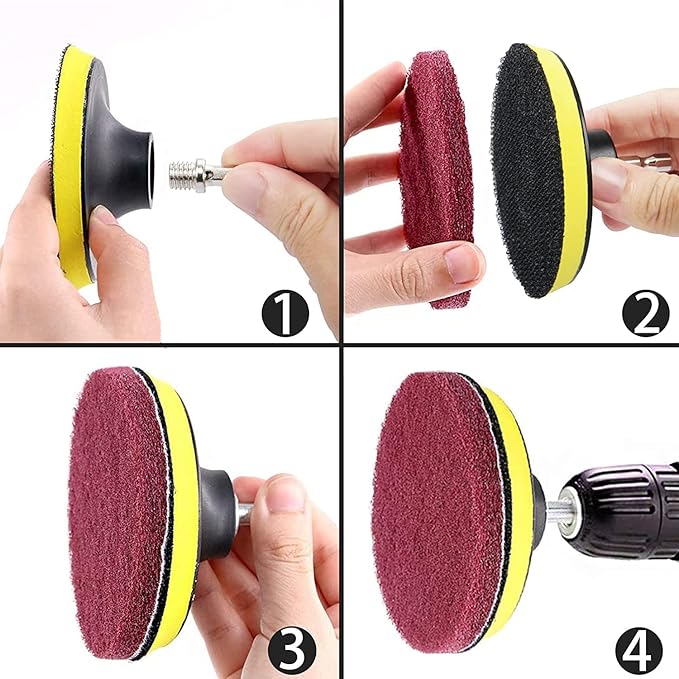 Auniwaig 1200-Grits 7 Inch Scrubber Scouring Pads Gray-Multipurpose, Drill Scuffing Disc Hoop and Loop Surface Conditioning Disc 6pcs