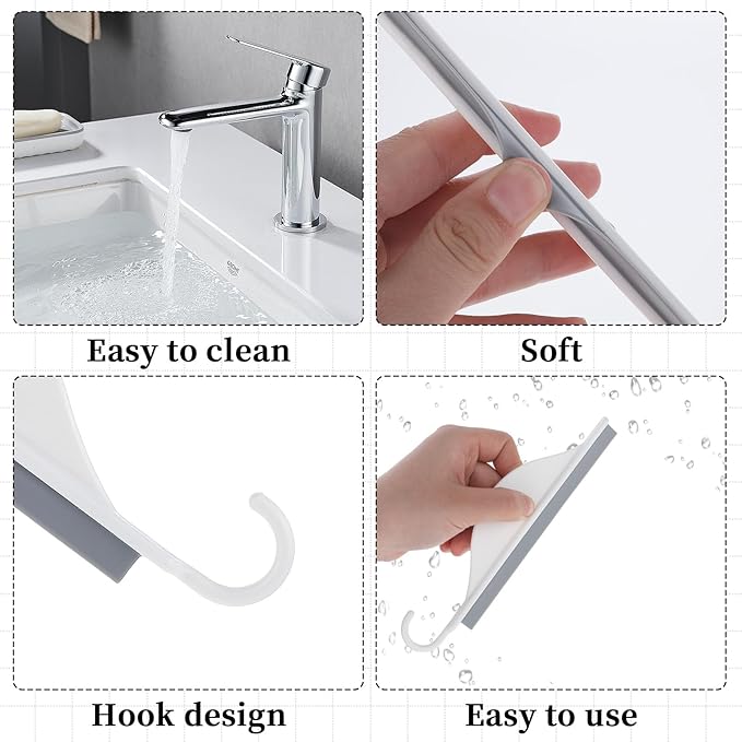 Sink Squeegee, Mini Squeegee with Hanging Hook, Silicone Mirror Squeegees, Bathroom Squeegees for Shower Cleaning Sink, Bathroom, Glass, Car Windows Wiper Scraper