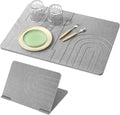Luxspire Large Stone Drying Mat for Kitchen Counter 24"x16"- Fast-Absorbing Dish Drying Mat Non-Slip Stone Dish Drying Mat for Dishes, Cups Waterproof Counter Protector for Kitchen Bath, Dark Gray