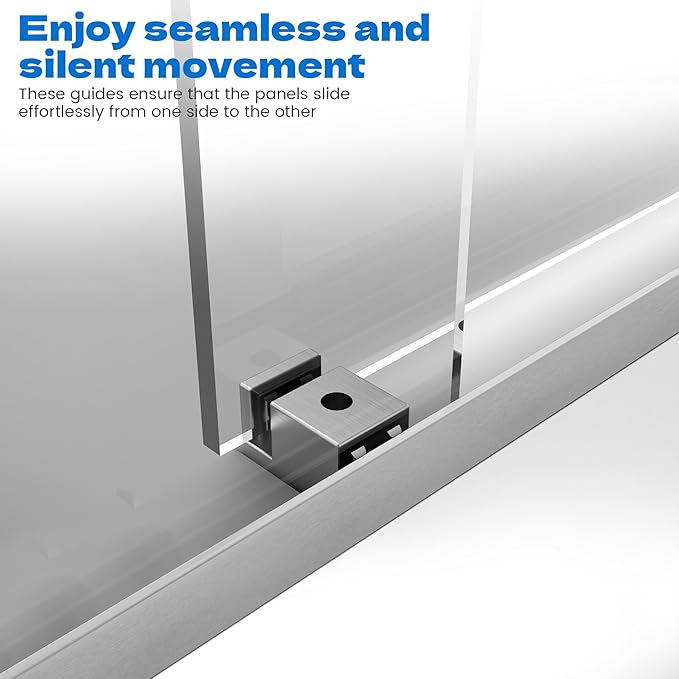 Sliding Shower Door, 44-48" W x 76" H Semi-Frameless Double Sliding Glass Shower Door with 5/16'' (8mm) Clear ASNI SGCC Tempered Glass, Bypass Shower Enclosure, Brushed Silver