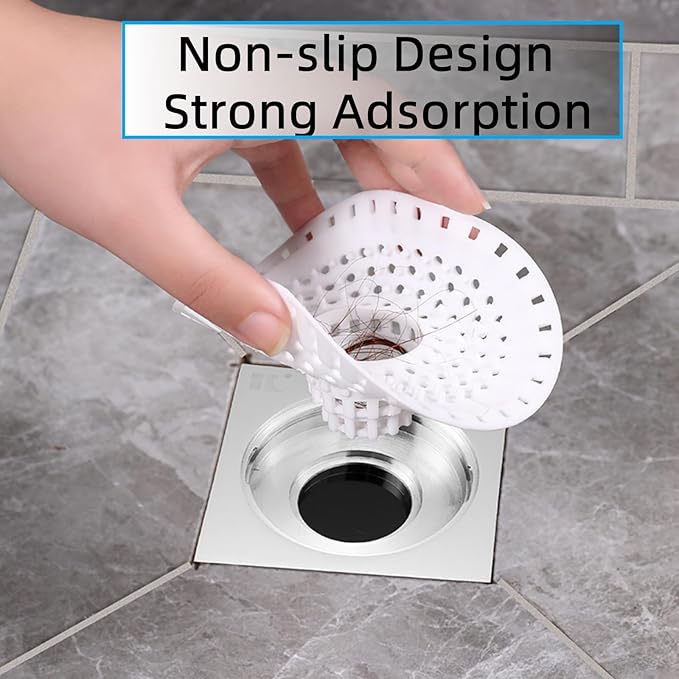 White Drain Hair Catcher Shower Drain Cover Hair Catcher Bathtub Drain Hair Catcher Silicone Tub Hair Catcher Drain Protector