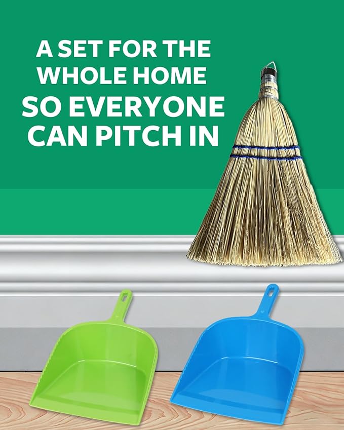 6Pack 12 Inch Handheld Broom Set, Heavy Duty Mini Corn Broom with Metal Hanging Hook, Natural Straw Whisk Broom for Quick Sweeping of Debris, Dust, Dirt in Car, Porch, Outdoor, Camping, Driveway