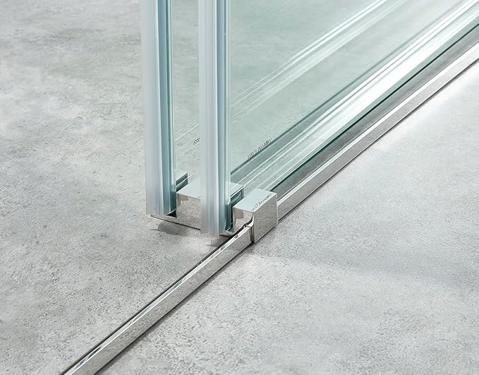 56-60" W x 76" H Frameless Single Sliding Shower Door, Frameless Shower Door, Shower Glass Door with 5/16" (8mm) Clear SGCC Tempered Glass, Stainless Steel Hardware O01 (2 Roller - Chrome)