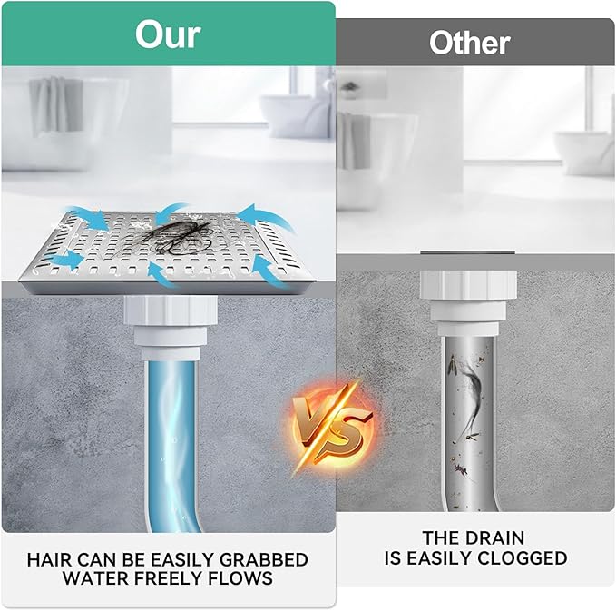 Drain Hair Catcher for Bathroom Sink,4.8" Stainless Steel and Silicone Shower Drain Covers Suitable for Drains and Bathroom Floors 2 Pack (2, Gray)