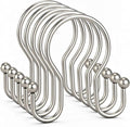 Goowin Shower Curtain Hooks, 12 Pcs Shower Curtain Rings, Stainless Steel Shower Curtain Hangers, Metal Shower Curtain Hooks Rings Rust Proof, Minimalist Shower Hooks for Shower Curtain, Matte Nickel