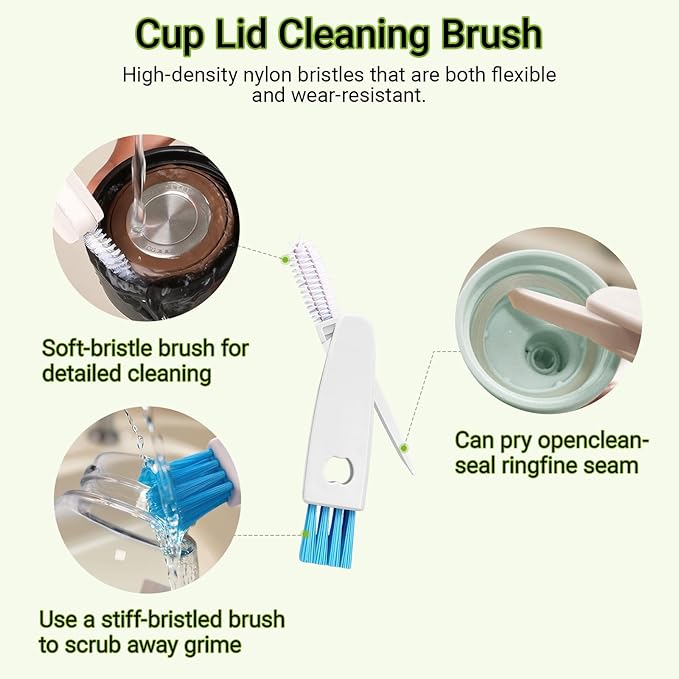 4-in-1 Bottle Brush, 16 Inches Stainless Steel Bottle Cleaner Brush with Long Handle Narrow Neck Bottle Brush, Straw Brush & Lid Brushe for Cleaning Wine Glasses,Coffee Mugs,Tumblers,Wine Decanters