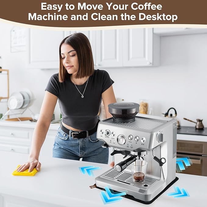 1 Pcs Sliding Mat for Breville Espresso Machine 870XL, with Microfiber Towel and Coffee Brush, Slide Easily,Cleanig Kit, Cafe Accessories,Scratch-Free Movement for Countertop and Keep Machine Clean
