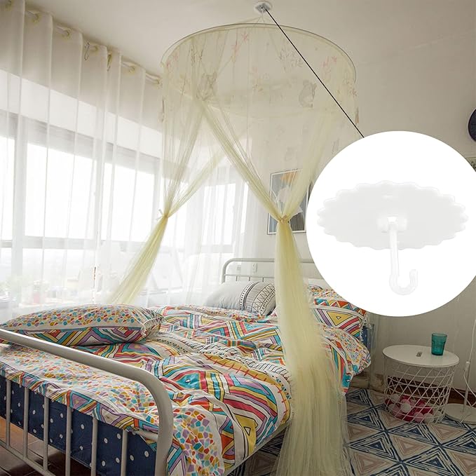 GORGECRAFT 2 Set Ceiling Mosquito Net Hooks Bunk Bed Hanger Dome Hook Super Glue Canopy Bed Hooks for Hanging Mosquito Net