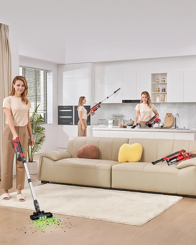 Cordless Vacuum Cleaner for Milwaukee M18 Battery, 7-in-1 Lightweight Stick Vacuum with HEPA Filter, 35KPA Suction, 350W Brushless Motor, 3 Modes for Floor, Carpet, Car(Battery Not Included)