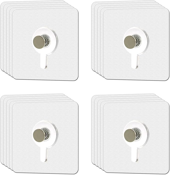 20 Pcs Heavy Duty Adhesive Picture Hooks – 33 lbs Load No-Nail Wall Hangers, Waterproof Transparent Sticky Hooks for Frame, Mirror, Bathroom, Kitchen, Home Decor (2.2 x 2.2 inch)