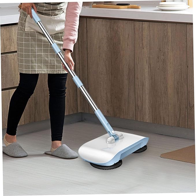 Carpet Sweeper Manual Manual Vacuum Sweeper 2 in 1 Hand Push 180 Degree Rotating Sweeping Mop Crumb Vacuum Cleaner Home Cleaning Tool Blue