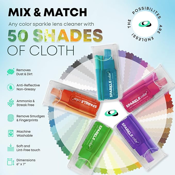 Vinyl Flip-Top Pouch Eyeglass Lens Cleaner Spray Kit with (4) 1oz Glasses Cleaner Bottle + (4) Microfiber Cloth for Eyeglasses, Sunglasses, Screens and Camera Cleaning Kit (Assorted Colors)