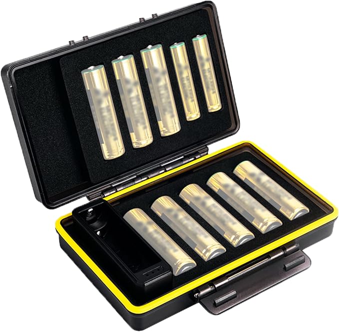 JJC AA AAA Battery Storage Case Holder with Battery Tester, Battery Organizer Container for 8 Double A & 2 Triple A Battery, Compact and Water-Resistant