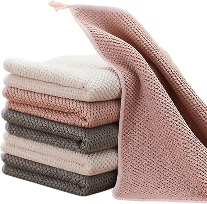 K&janet6am Dish Cloths for Washing Dishes, 6 Pack Kitchen Dish Towels, Super Absorbent Microfiber Cleaning Cloth, Barista Micofiber Cloths for Espresso Machine,12x12 Inches