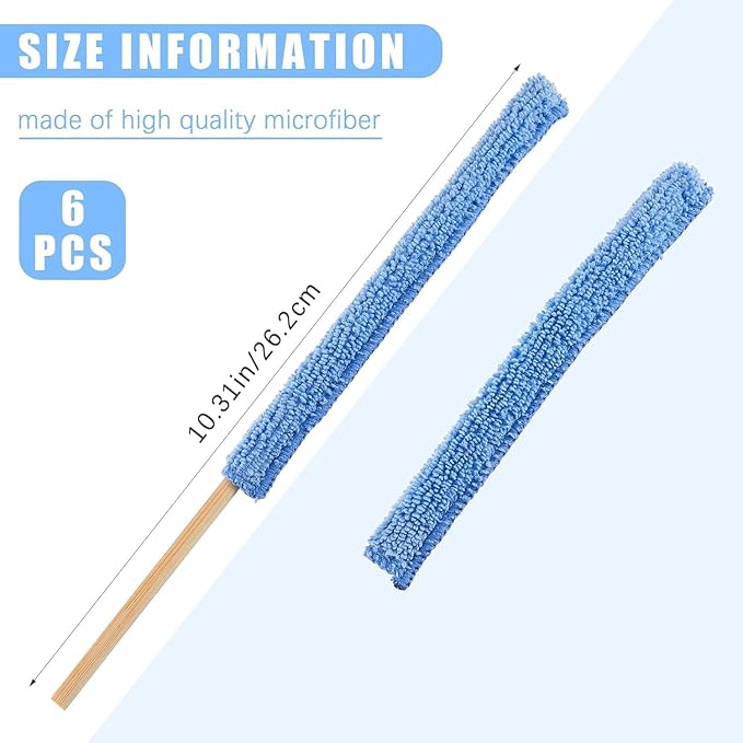 6Pcs Multiple Colors Small Dusters for Cleaning, Microfiber Detail Duster Sticks Crevice Cleaning Tool for Car Vent/Fan/Blind/Window Dusting