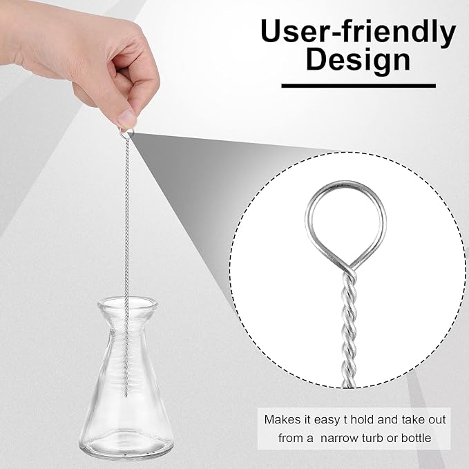 Reusable Straw Cleaning Brushes Bottle Test Tube Long Straw Cleaning Brush Nylon Washing Tool Reusable Bottle Brush in Different Size (White)