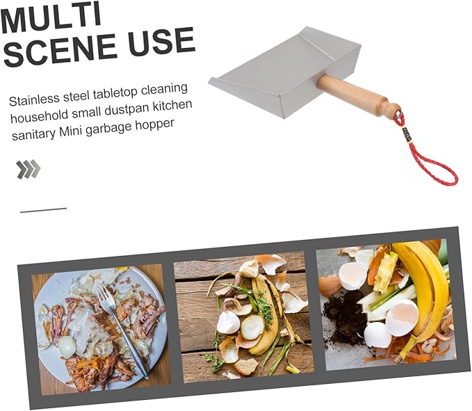 Healifty Stainless Steel Dustpan 8.66 Inch Mini Metal Dust Pan Compact Lightweight Tabletop Dust Pan for Kitchen and Home Cleaning