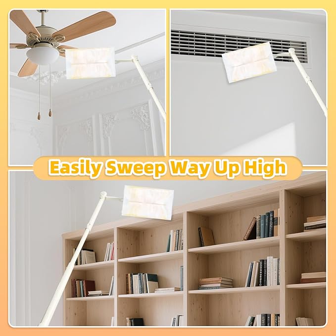 Heavy Duty Dusters Refills, Disposable Dusters Kit Compatible with Swiffer Handles, Multisurface Dusters+1 Extended Handle +1 Handle (Yellow, 180°)