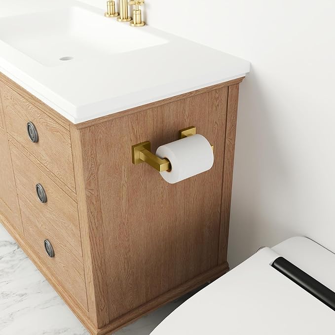 Toilet Paper Holder Wall Mounted Post Pivoting Square Tissue Holders Roll Holder Hangers for Bathroom Commercial Toilet Paper Dispenser,Gold