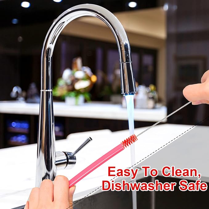 Reusable Straw Cleaning Brushes Bottle Test Tube Long Straw Cleaning Brush Nylon Washing Tool Reusable Bottle Brush in Different Size (White and Red)