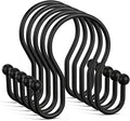 Goowin Shower Curtain Hooks, 12 Pcs Shower Curtain Rings, Stainless Steel Shower Curtain Hangers, Black Shower Curtain Hooks Rings Rust Proof, Minimalist Shower Hooks for Shower Curtain, Black