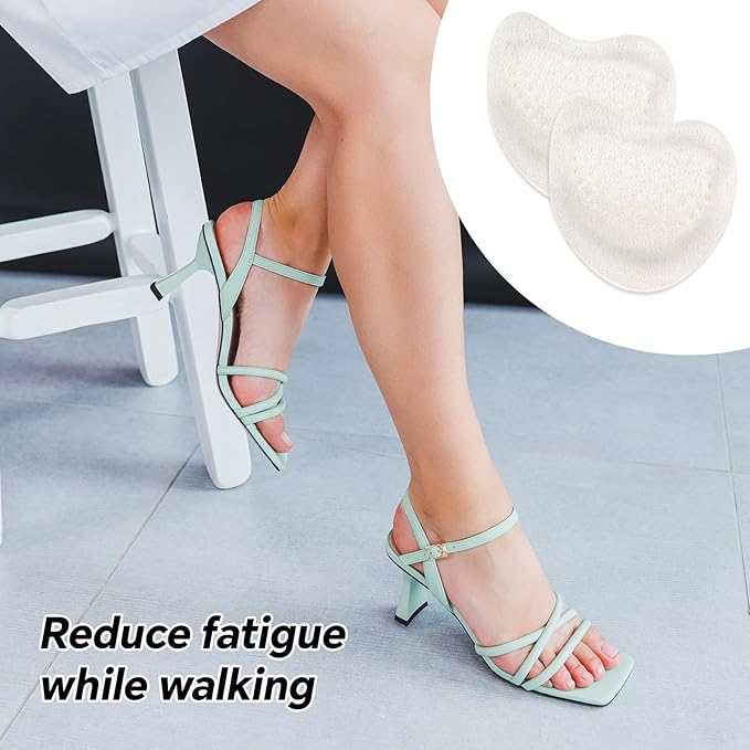2 Pairs Metatarsal Pads, Breathable Ball of Foot Cushions Microfiber Leather and Sponge Forefoot Support Pads for Women Men Heels All-Day Comfort