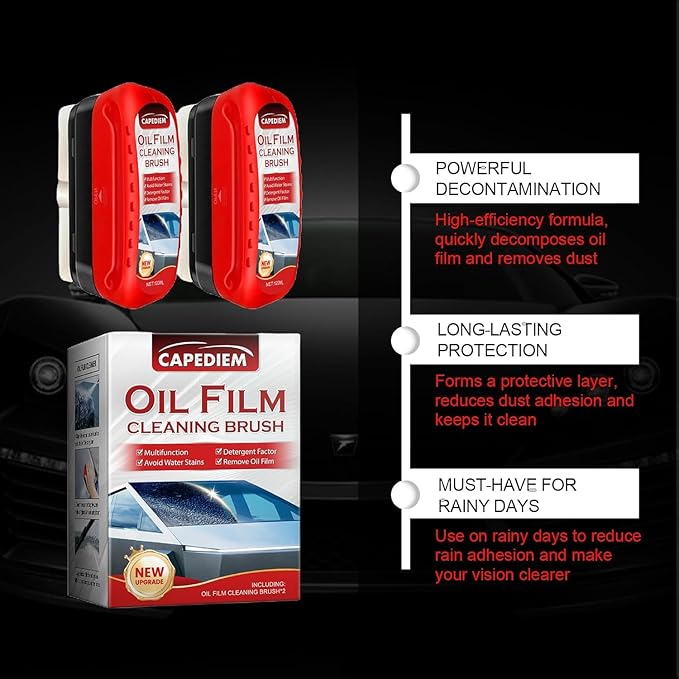 CAPEDIEM 2026 NEW Automotive Oil Film Cleaning Brush for Car Windows,Glass Cleaning Board, Suitable for Windshield Glass Oil Film Remover, Car Windshield Cleaner (whith)