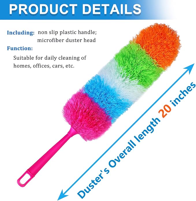 2 Pack Microfiber Hand Dusters,Reusable, Bendable and Washable, Feather Duster