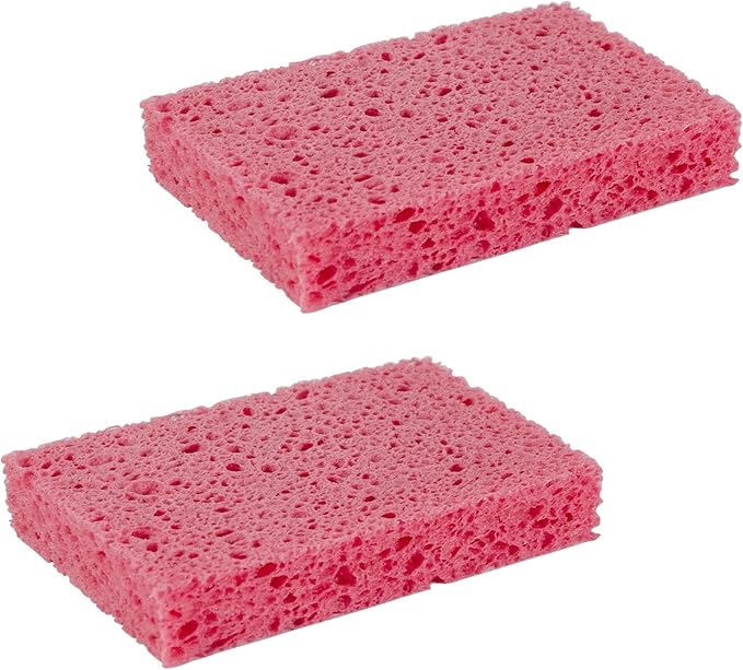 Multi-Use Cellulose Kitchen Sponges Compressed Cellulose Sponges, Non-Scratch, Dish Sponge for Kitchen Bathroom Cars, Funny Cut-Outs DIY (2, Pink)