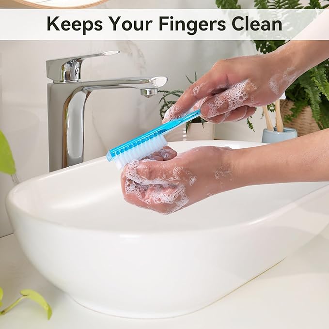 fingernail Brush with Handle Cleaning Supplies Kitchen Cleaning Brush Shoe Cleaner Laundry Brush Small Scrub Brush 4 pcs