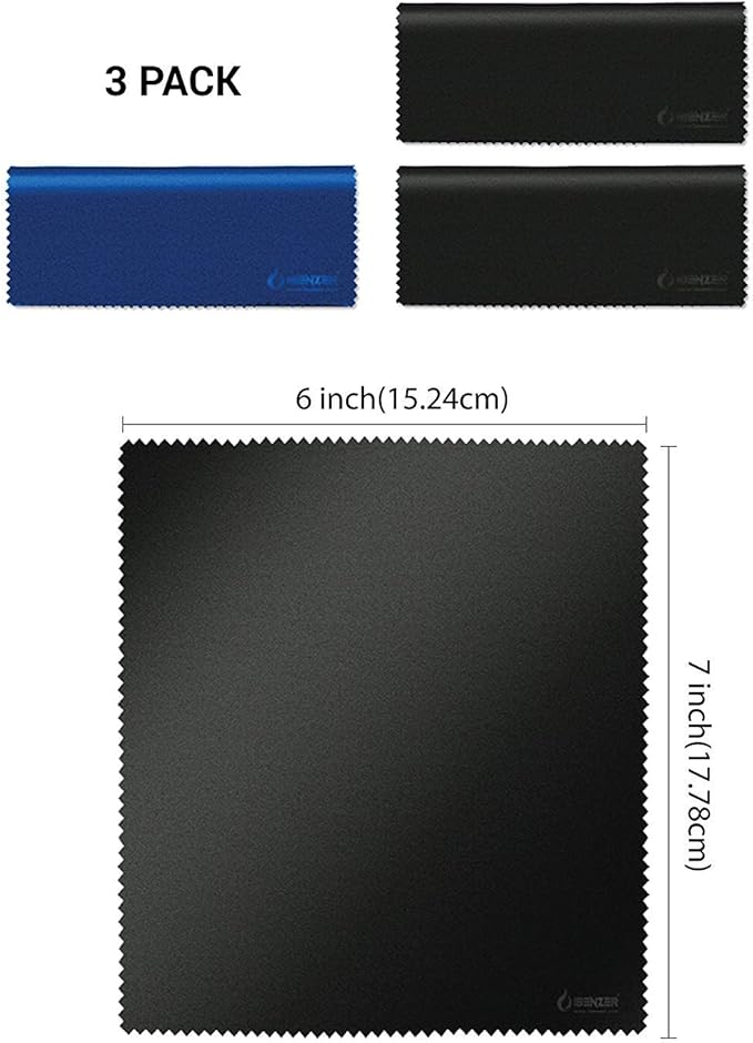 IBENZER Microfiber Cleaning Cloths for Electronics – Micro Fiber Camera Lens Cleaning Cloth, Glasses, Screens, Eyeglasses, iPad, iPhone, Cell Phone, LCD TV Screens and More, MF01S-3P-A