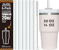 ALINK Clear Replacement Straws for Stanley 20oz 14oz Tumble, 6 Pack Reusable Straws for Stanley Quencher 20oz 14oz Cups with Cleaning Brush, Dishwasher Safe and BPA Free