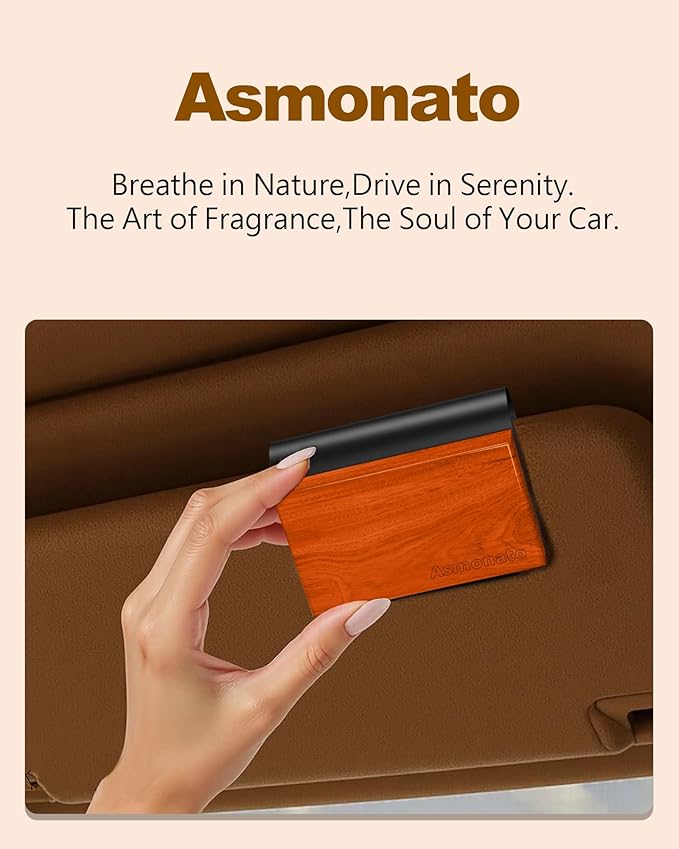 Car Air Freshener-The Original Wood Air Freshener for Visor Clip - Long Lasting Car Odor Eliminator and Scent Diffuser for Cabin, Truck & SUV-Includes 2 Metal Clips-Amber