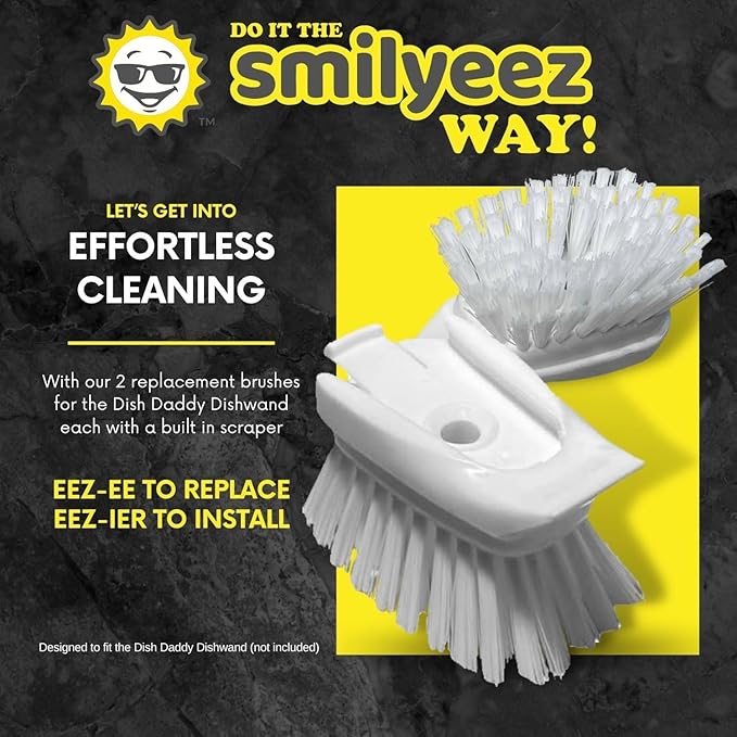 Smilyeez Dish Brush Refill for Dish Daddy (Reg. TM) Dishwand (2 Pack) Replacement Head