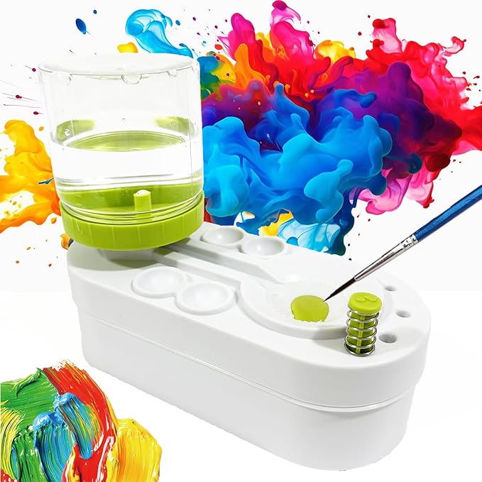 2025 Upgraded Paint Brush Cleaner Brush Rinser Water Circulation(Pre Assembled), Watercolor/Oil and Water-Based Paint Brush Cleaner Tool, Gift for Adults Artist Beginners