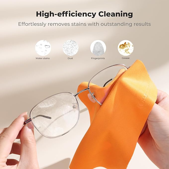 K&F CONCEPT 12 Pack Lens Cleaning Cloth | Microfiber Cleaning Cloth | Glasses Cleaning Cloths | Eyeglass Lens Cleaner | Eyeglasses, Camera Lens, VR/AR Headset Screen Cleaning | Orange & Green & Blue