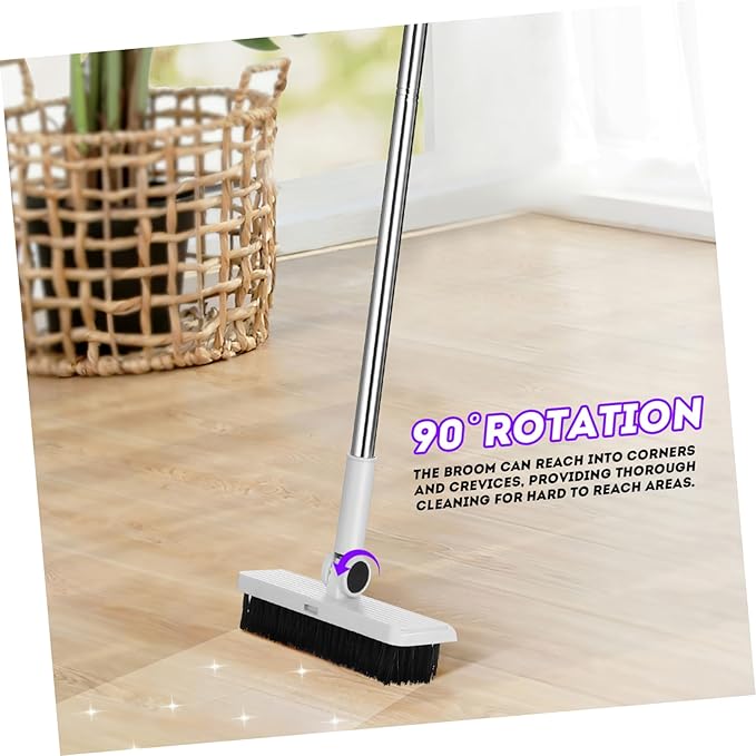 GLEAVI Broom and Dustpan Set 3 in 1 Long Handle Broom with Standing Dustpan Compact Folding Dust Pan Set for Indoor and Outdoor Cleaning