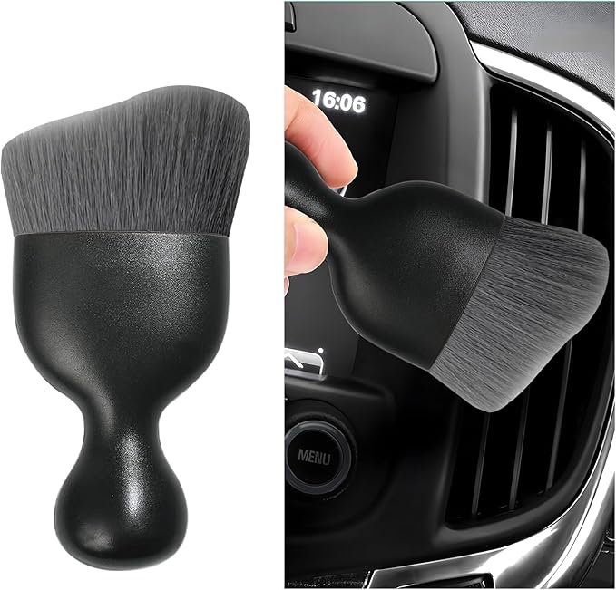 Car Interior Dust Brush, Soft Scratch Free Auto Detailing Brushes, Universal Vehicle Interior Cleaning Tool for Automotive Dashboard, Air Vents, Leather(Gray)
