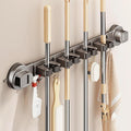 Wall-mounted Mop Holder for Bathrooms, Storage Rack Suitable for Bathrooms, Kitchens, Garages, Gardens, and Laundry Rooms (3 Clips & 4 Hooks/19.8in)