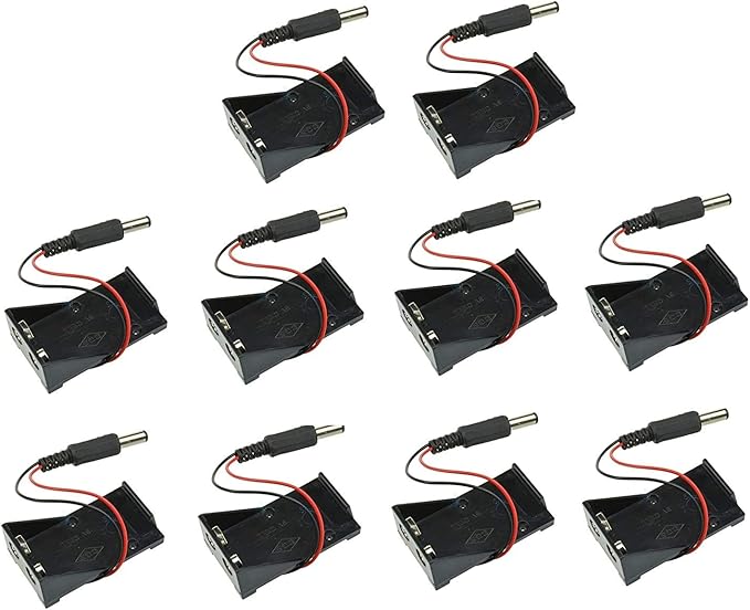 10pcs Two Wire Leads Spring Clip 9V Battery Holder Case Storage Box