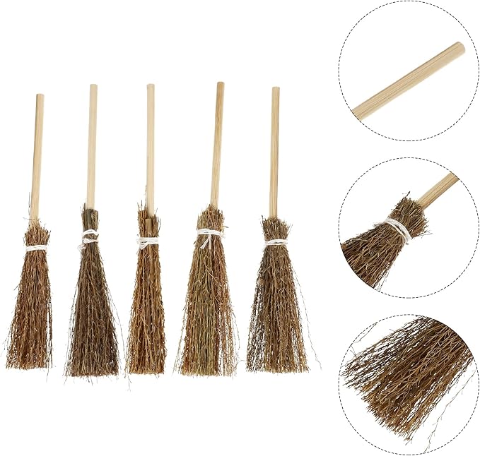 TOYANDONA 5pcs Dollhouse Miniature Broom Mini Broom Dollhouse Furniture Props Micro Landscape Decor