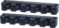 Superio Mop and Broom Holder 2 Pack Wall Mount Black Cleaning Tools Wall Organizer, 3 Rack Slots / 4 Hooks for Kitchen Closet, Garage, Garden, Office