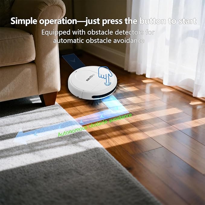 Robot Vacuum Cleaner, 3000Pa Powerful Suction, 2.56-inch Ultra-Slim Body, 120-Minute Long Battery Life, Quiet Operation, Smart Navigation, Suitable for Hard Floors/Low-Pile Carpets/Pet Hair- Whites-2