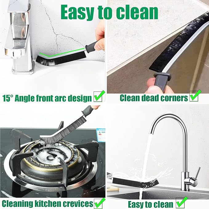 7 Pcs Hard Bristle Crevice Cleaning Brush Kitchen Stove Cleaning Brush Scraper Tool Set, Dead Corners Cleaner Brush for Kitchen Bathroom Toilet Crevice (7 Pcs Versatile Cleaning Set)