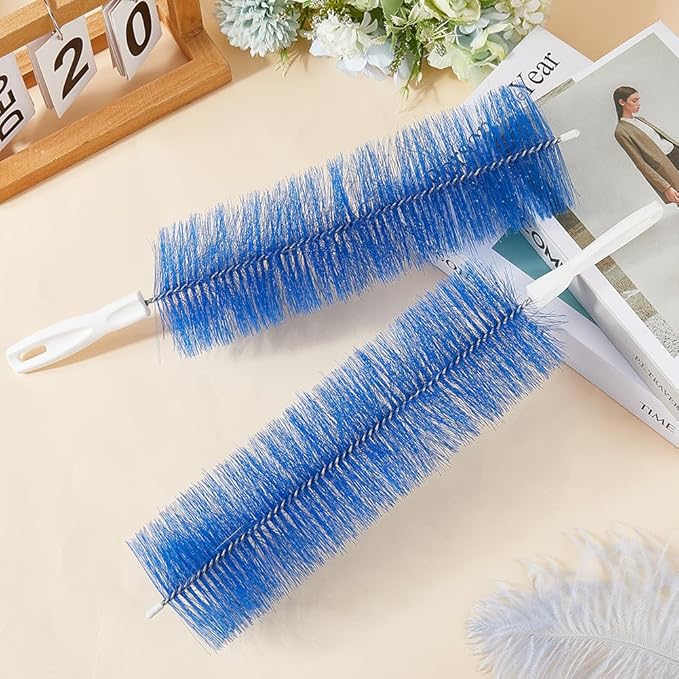 CREATCABIN 2Pcs Bendable Fan Duster Fan Cleaner Brush Blue Nylon Multifunctional Reusable Washable Flexible Microfiber Head Dust Collector Cleaning Brushes for Ceiling Fans Curtains Cars 15.8" x 3.2"