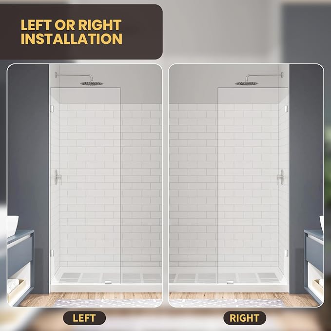 24" W x 78" H Frameless Shower Glass Panel, Single Fixed Shower Panel Screen with Clamps, 5/16"(8mm) Clear Tempered Glass, Bathroom Shower Doors Fixed Shower Glass Door Panel in Polished Chrome Finish