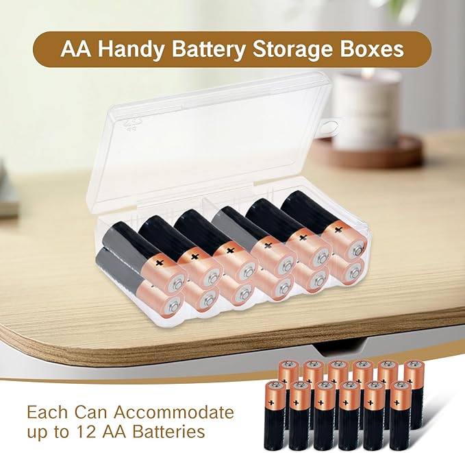 2Pcs Small Battery Case AA Holder Clear Travel Storage Box Organizer Compact Battery Container for AA Batteries Portable Cases for Organization and Protection